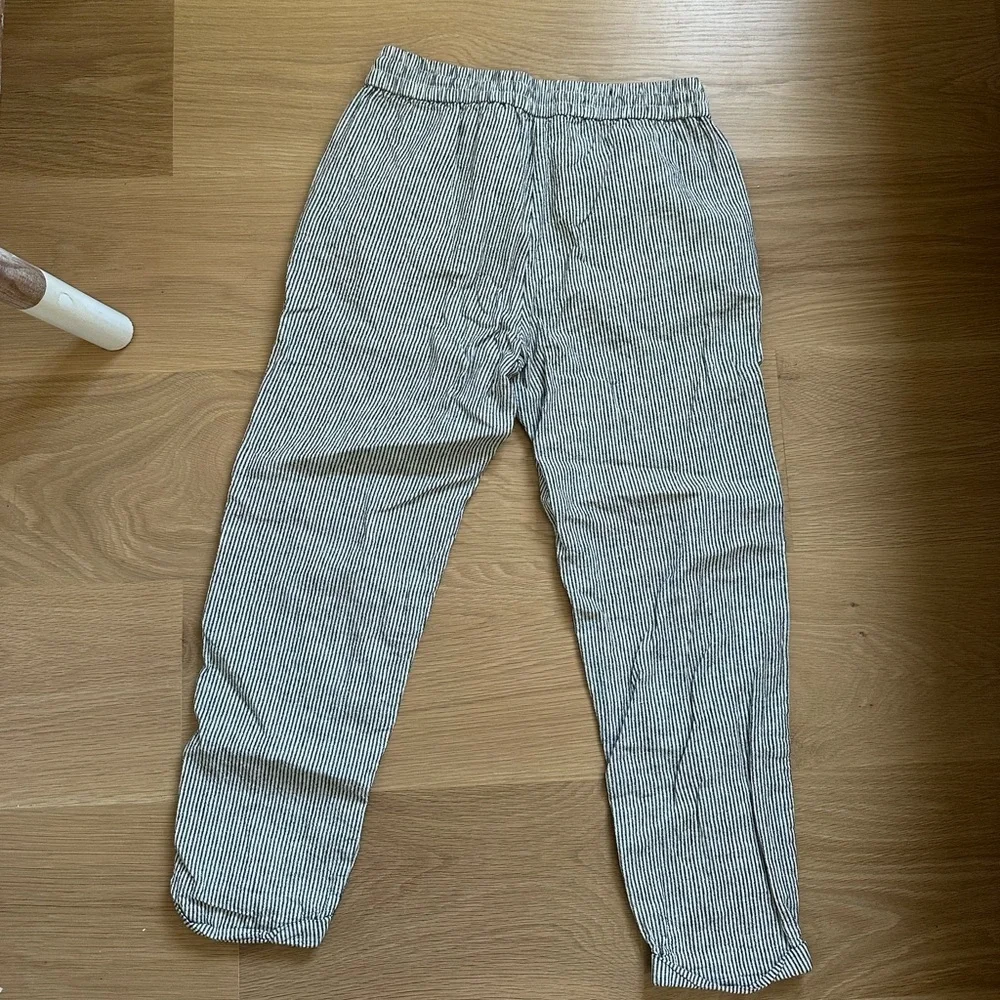 J Crew Linen/Cotton Drawstring Stripe Pants